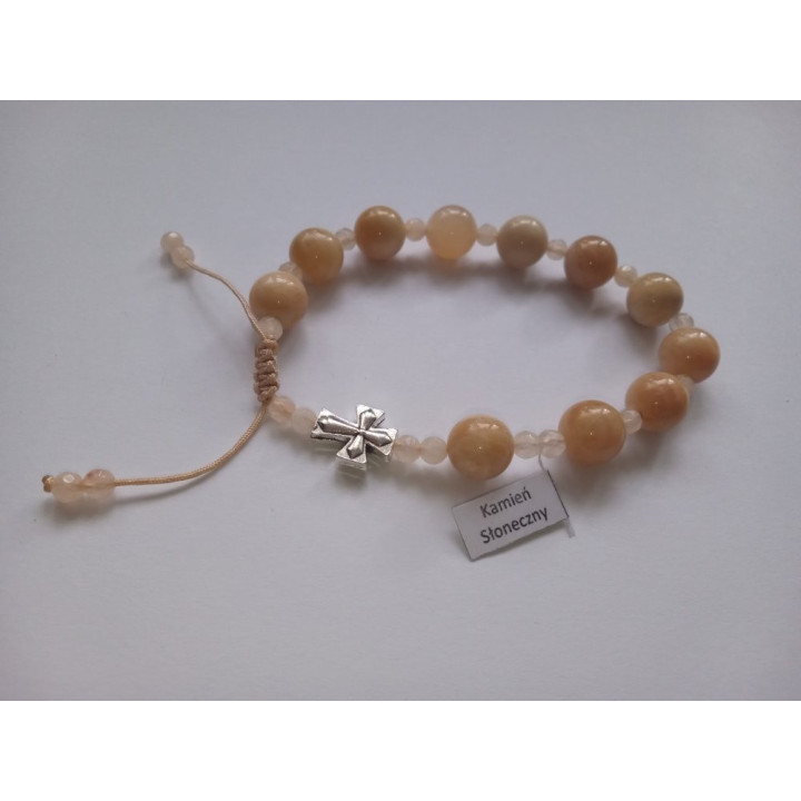 Różaniec bransoletka na rękę damski kamień słoneczny