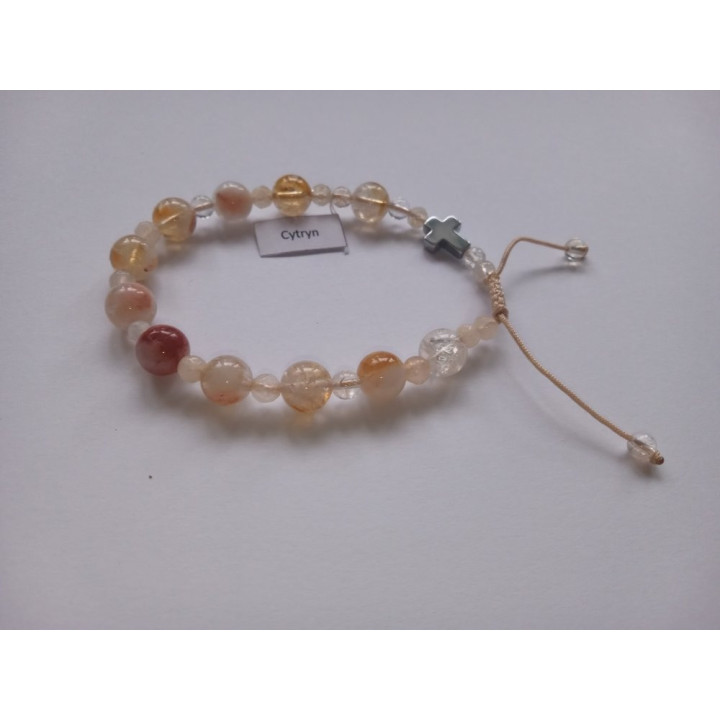 Różaniec bransoletka na rękę damski cytryn